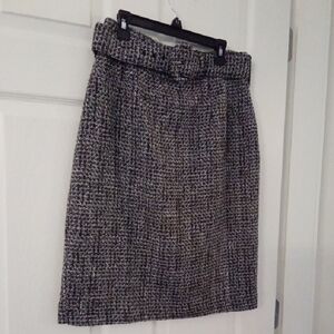 Michele Vintage Variegated Tweed Pencil Skirt With Matching Belt